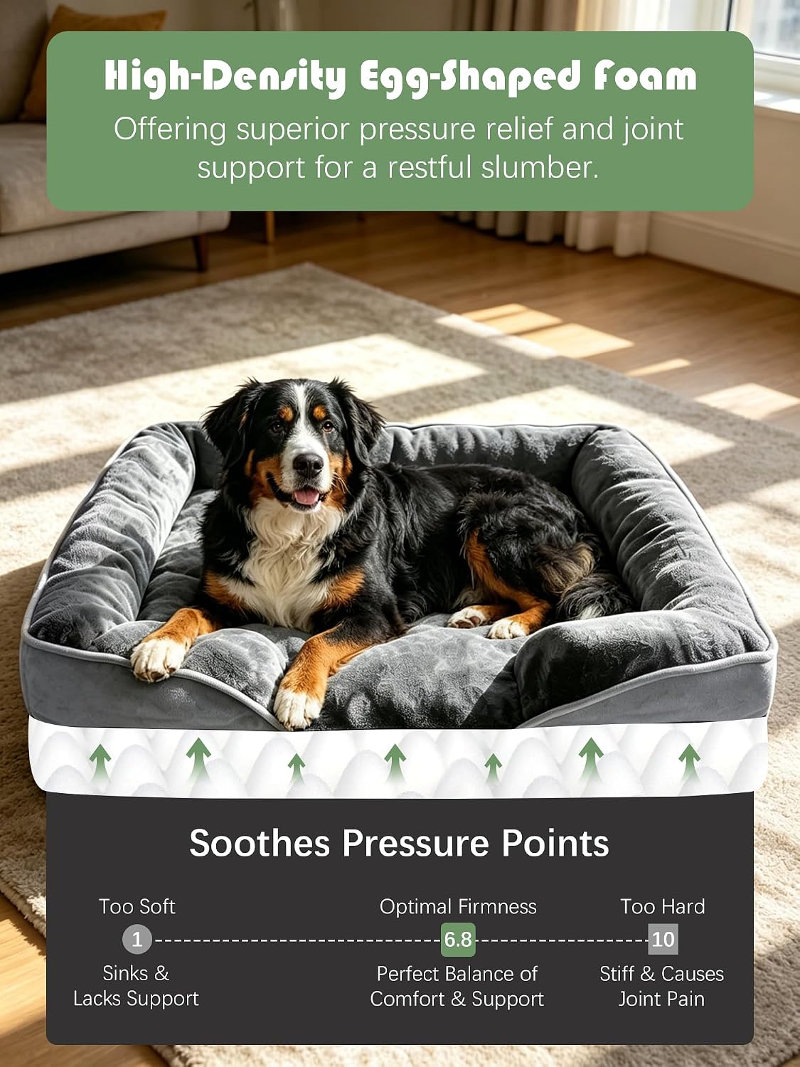 Spotted Play Orthopedic Dog Bed with Sides - Grey / 48.0"L x 35.0"W x 8.0"Th - image 4