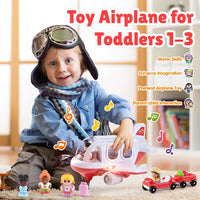 PLAY Musical Airplane Toy for kids Small Figures & Baggage - Red - image 2