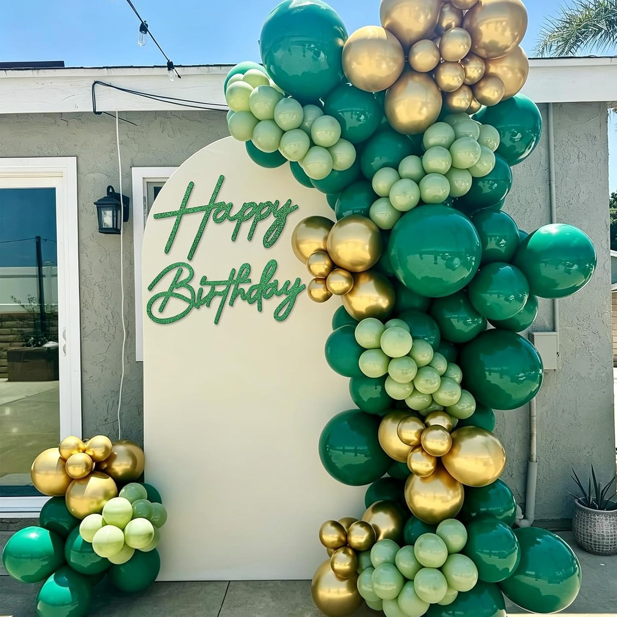 Happy Birthday Sign for Backdrop - Felt / Green - image 3