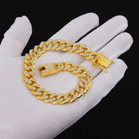 Gold Dog Chain Diamond Gold Chain Dog Collar Walking Metal - Gold / 10inch - image 2