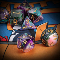 QMAY DND Dice Set - 7Pcs Blue Mix White Polyhedral Dice with Black Dice Bag – Fun for Kids & Family - Purple Green Four Colors - image 2