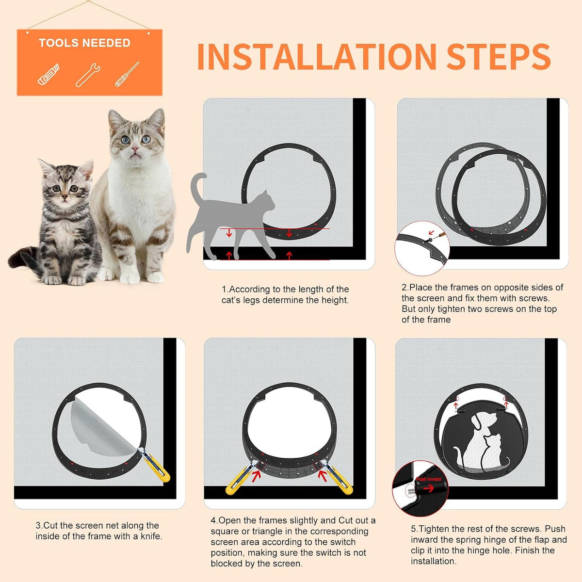 Cat Door for Screen Door, Lockable Magnetic Flap - Extra Large - image 4