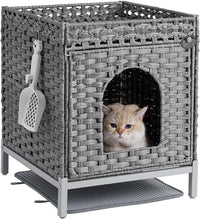 Cat Litter Box Enclosure Hidden Litter Box Furniture - Medium / Grey