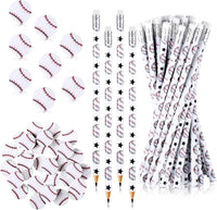 Tinlade 72 Pcs Sports Pencils and Erasers for Boys, Party Favors – Fun for Kids & Family - Baseball