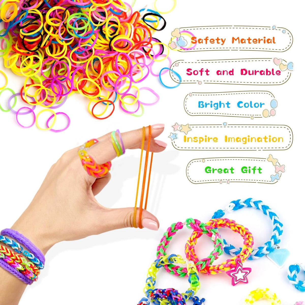 Loom Rubber Band Bracelet Kit, 3000+ 30-Color, Storage Case - Multicolor 3000+ - image 4