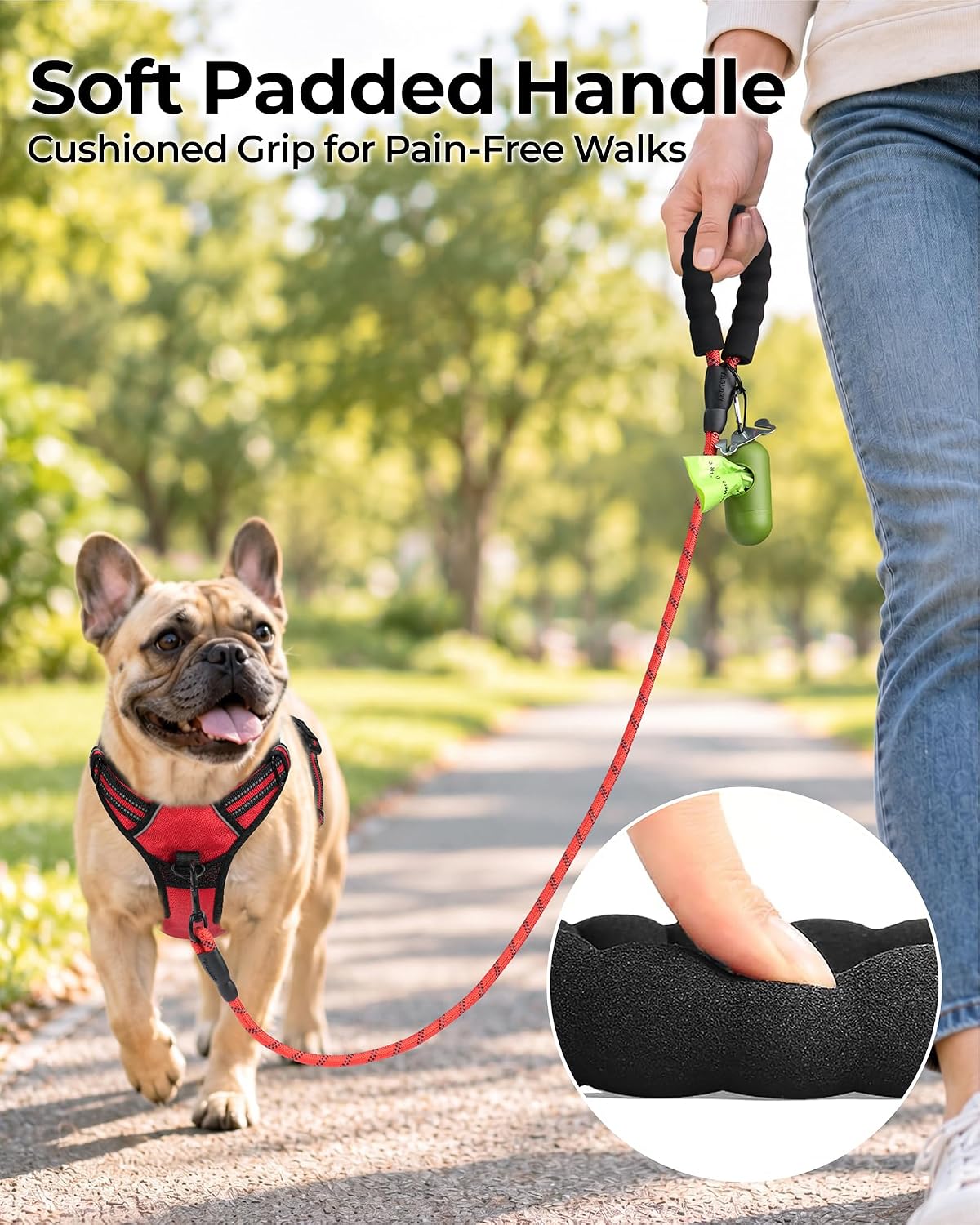 Taglory Rope Dog Leash for Medium Large Dogs - 3/8" x 4 FT (0~20 lbs.) / Red - image 2