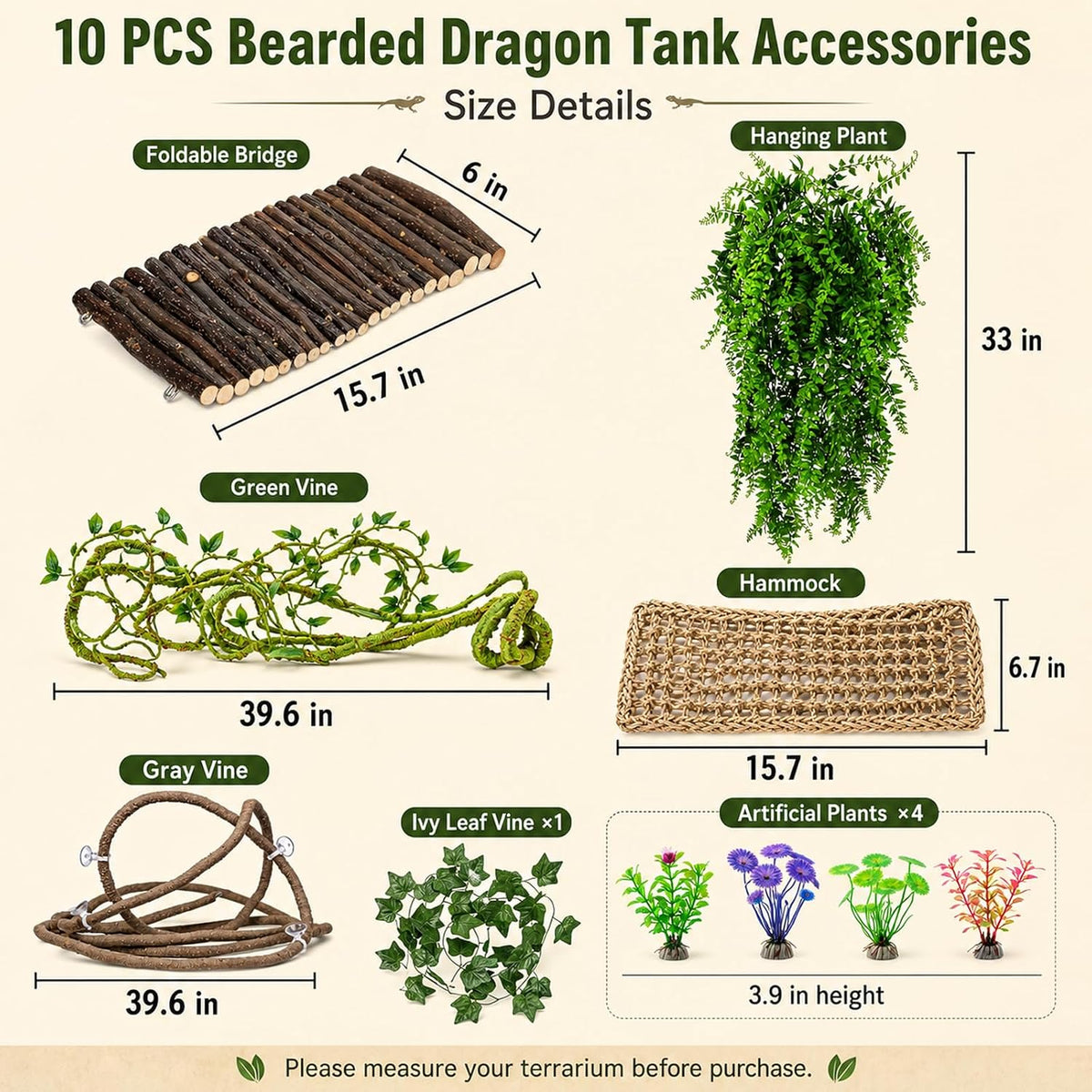 RUNANIA Bearded Dragon Tank Accessories - Medium - image 2