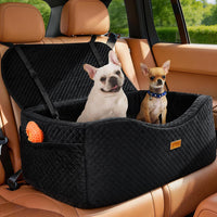 BLVRYVIO Large Dog Car Seat for Medium Sized Dogs Under 55lbs or 2 - Dark Black / Large