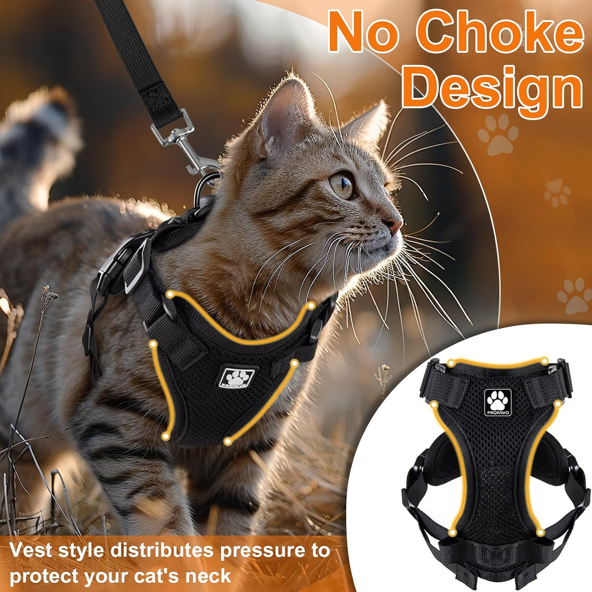 Cat Harness and Leash for Walking - S / Black - image 2