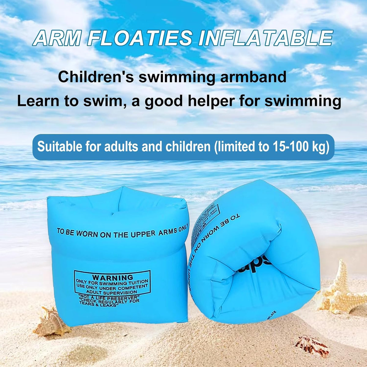 10Leccion 2 Pack Inflatable Arm Floaties for Toddlers - Blue & Pink & Orange - image 4