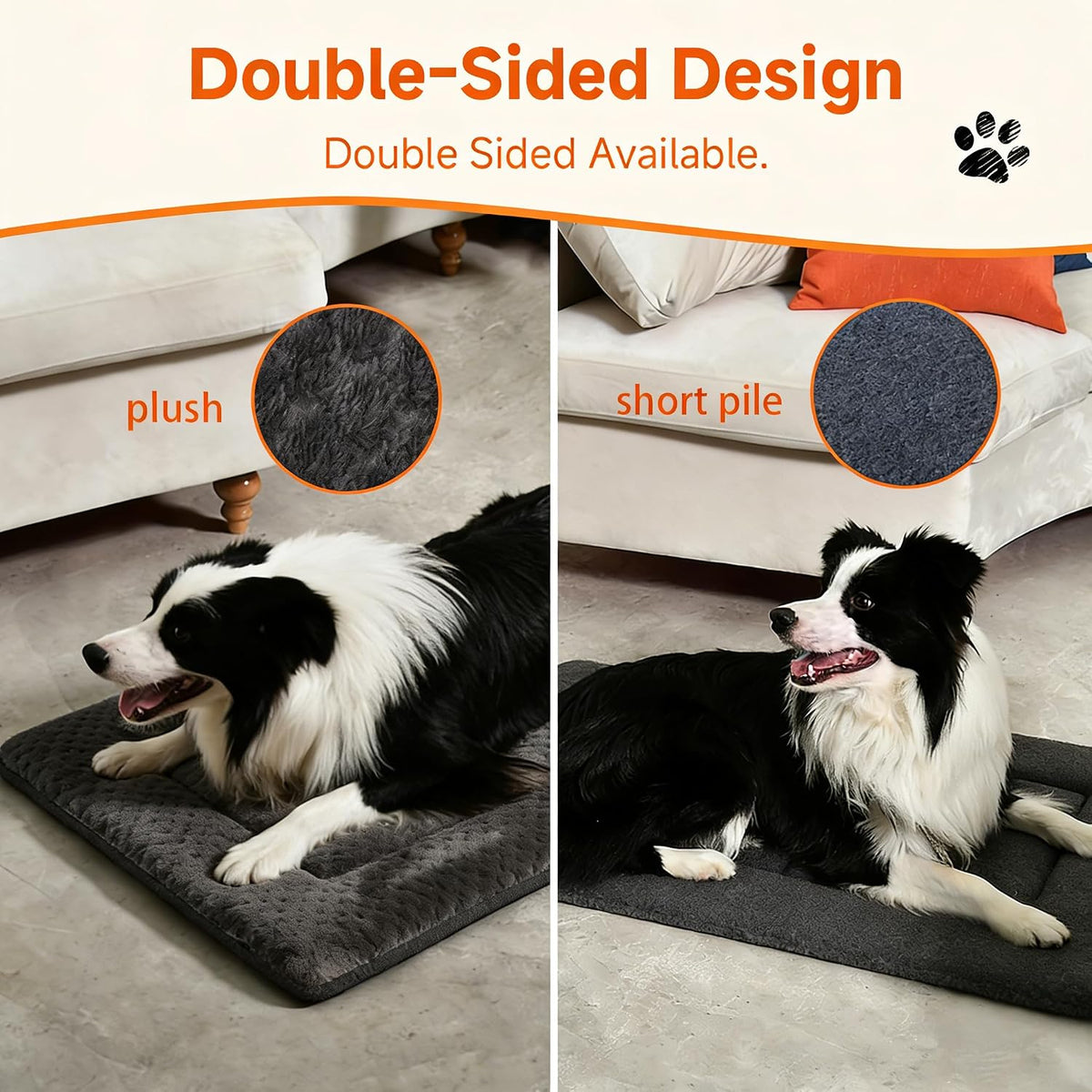 Dog Bed Mat 24x18, Washable Flat Pet Bed - 30x19" / Dark Gray - image 3