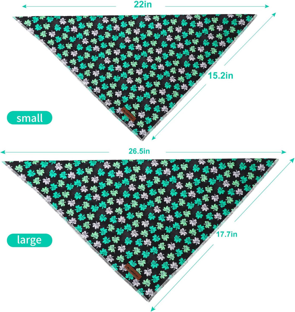 MR. CHUBBYFACE Fall Orange Plaid Dog Bandanas Reversible Triangle - C:Pinwheel Clover / L - image 3