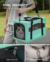 Pecute Cat Carrier Stable, Pet Carrier with Privacy Partition - Light Green / 18.5"L x 12.9"W x 11.8"H - image 3