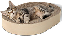 ComSaf Cat Scratcher Bed, Oval Cardboard Scratching Board for Indoor Cats – Essentials for Cats - White Oak Color