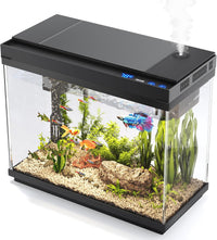 Fish Tank, 2.4-Gallon Aquarium Starter Kit with 3-in-1 Quiet Pump – Essentials for Fish - Black