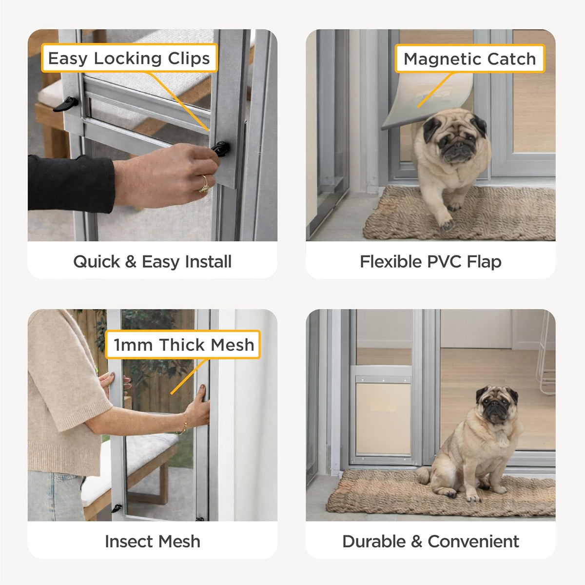 Hakuna Pets V2 Patio Pet Door Screen Insert Panel for Sliding Doors - Large / Silver - image 4