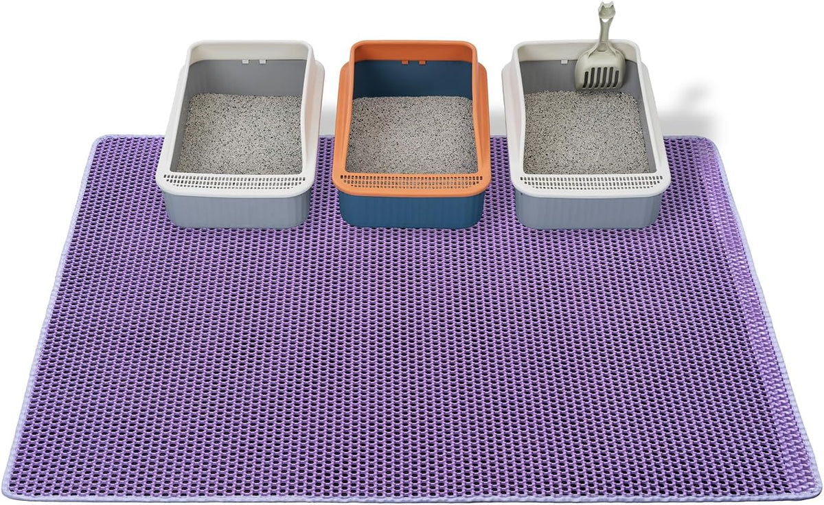 Cat Litter Mats-Extra Large 47''x36'' Litter Trapping Mat for Cat-XXL - Purple-XXL 47x36 inch