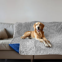 Muddy Mat Dog Blanket - Chenille Water Absorption Blanket for Bed & Couch Cover for Dogs Washable - Grey / 29" x 40"