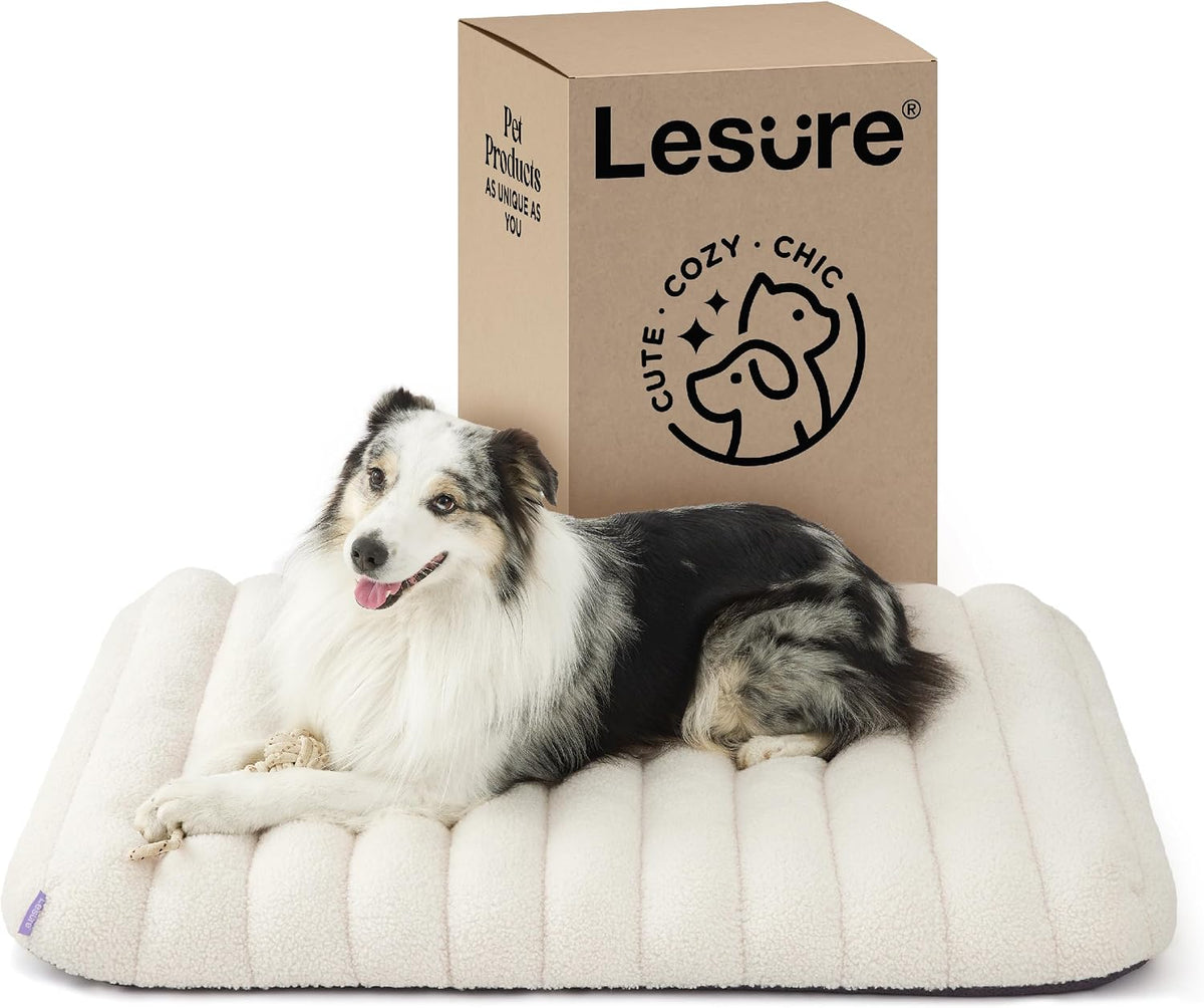 LE SURE Cute Orthopedic Dog Bed Large Sized Dog, Flat Pet Mat - 36"L x 27"W x 4"Th / Cream - image 4