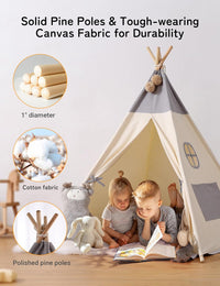 besrey Teepee Tent for Kids - Gray / 47.2 inches x 47.2 inches x 61 inches - image 2