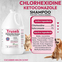 Truseb All Natural Topical Ketoconazole and Chlorhexidine Shampoo for Dogs, Cats & Horses with Aloe Vera Shampoo and Conditioner(Ketoconazole & Chlorhexidine Shampoo, 1 Gallon)