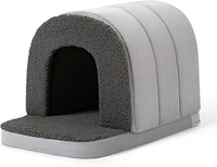 Orthopedic Dog Bed House - Dog House Indoor with Egg-Crate Foam - Tent Bed with Waterproof Lining & Nonskid Bottom, Ideal for Large Breeds & Fits 36-Inch Crate - 35"x22", Charcoal
