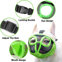 Short Snout Dog Muzzle - Adjustable Breathable Mesh Bulldog Muzzle for Biting Chewing Barking - Green / X-large/ 18"-25" - image 4