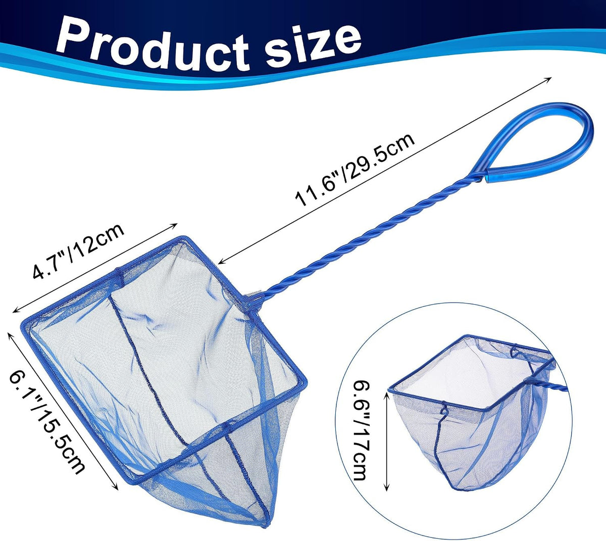 Mogoko 2 Pack Aquarium Net Fish Net Small Net Multi-Size Fine Mesh - 2. Blue / 6 Inch - image 2