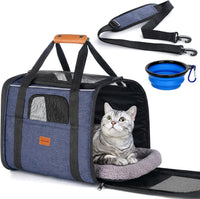 Morpilot Cat Carrier Soft for Large Medium Cats and Puppy up to – Essentials for Dogs - Dark Blue / 17.3"L x 12.2"W x 13.4"H