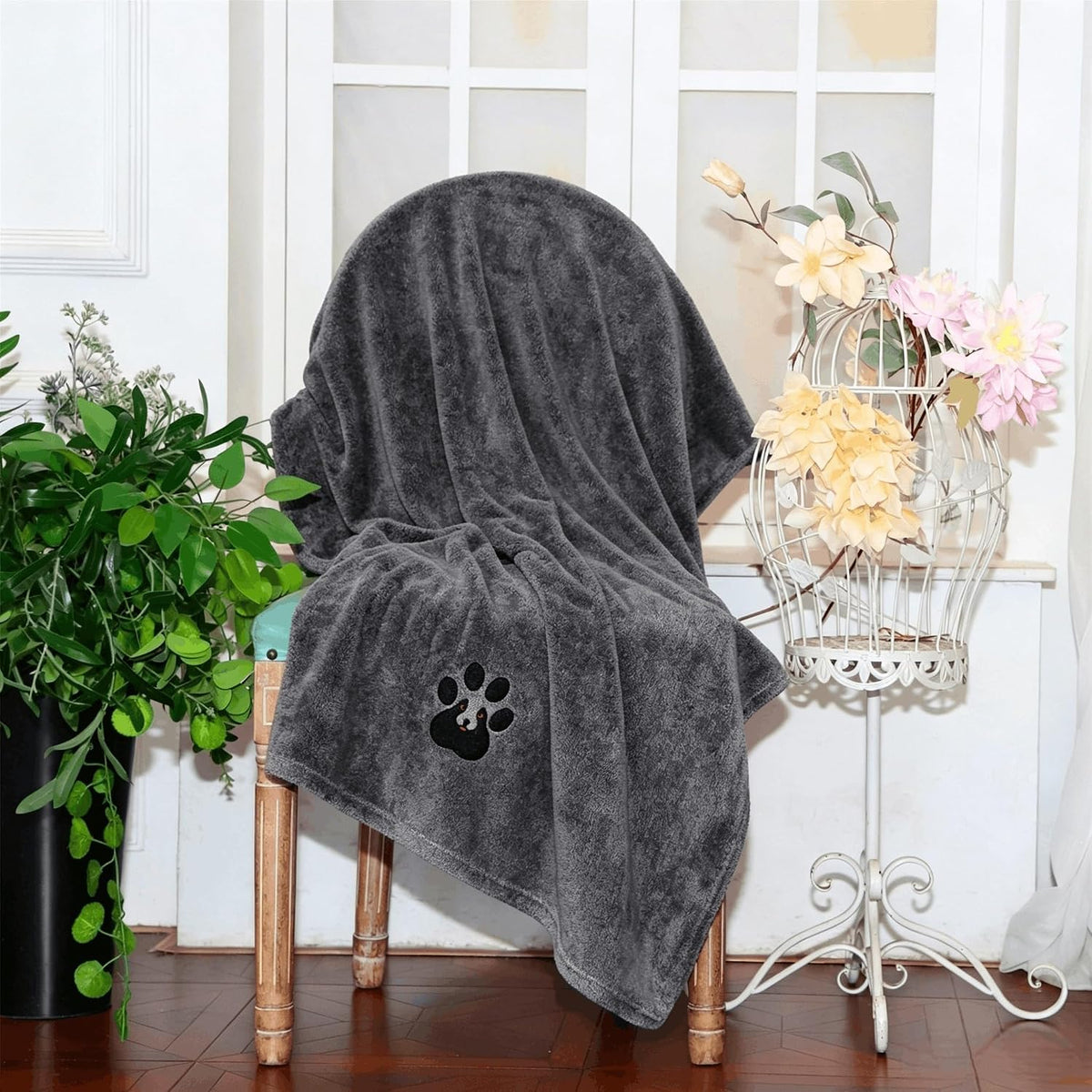Dogvingpk Dog Towels for Drying Dogs 2 Pack - Grey and Black and Brown / XL-55" * 36" - image 3