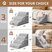 Zerbuger Dog Ramp and Stairs for Bed, Coffee 3 Steps 16" H - Light Grey / 3 - image 2