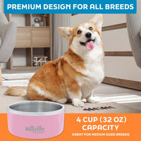 Master Pet Supply Stainless Steel Dog Bowls 128 oz Heavy Duty Aqua Sky – Essentials for Dogs - Rose Quartz / 4 Cups (32 oz) - image 4