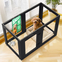 FXW AuraSpace Clear Acrylic Indoor Dog Playpen, 24" H - Black / 24"H / 6 Panels