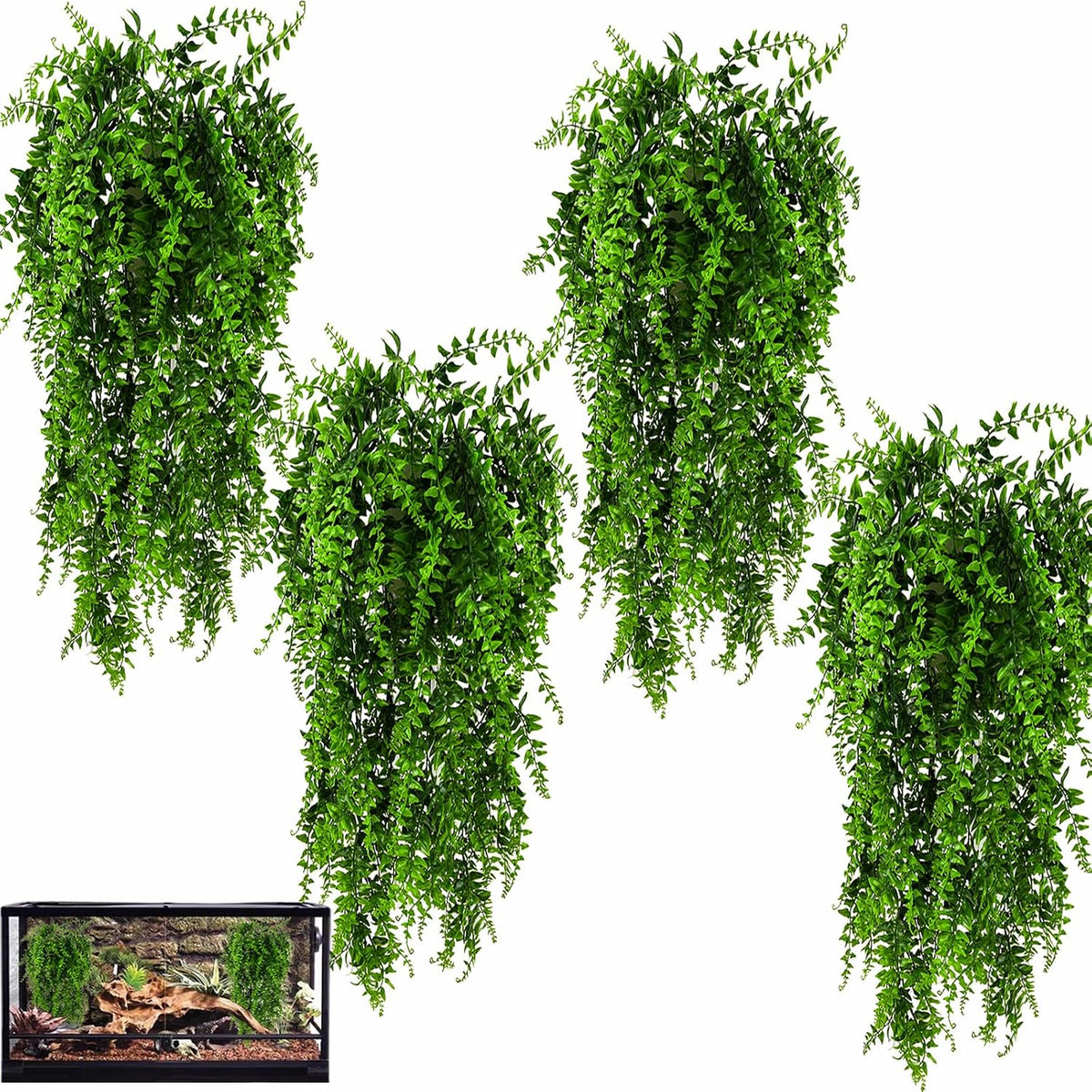 HERCOCCI 2 Pack Reptile Plants - 4 Pack