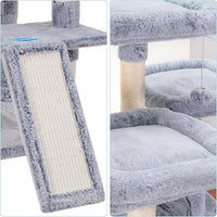 Hey-brother Cat Tree, 71 inches XL Large Cat Tower for Indoor Cats, Multi-Level Cat House with 3 Padded Perches, Big Scratcher, Cozy Basket, 2 Cat Condos and Scratching Posts,Pewter MPJ034PE
