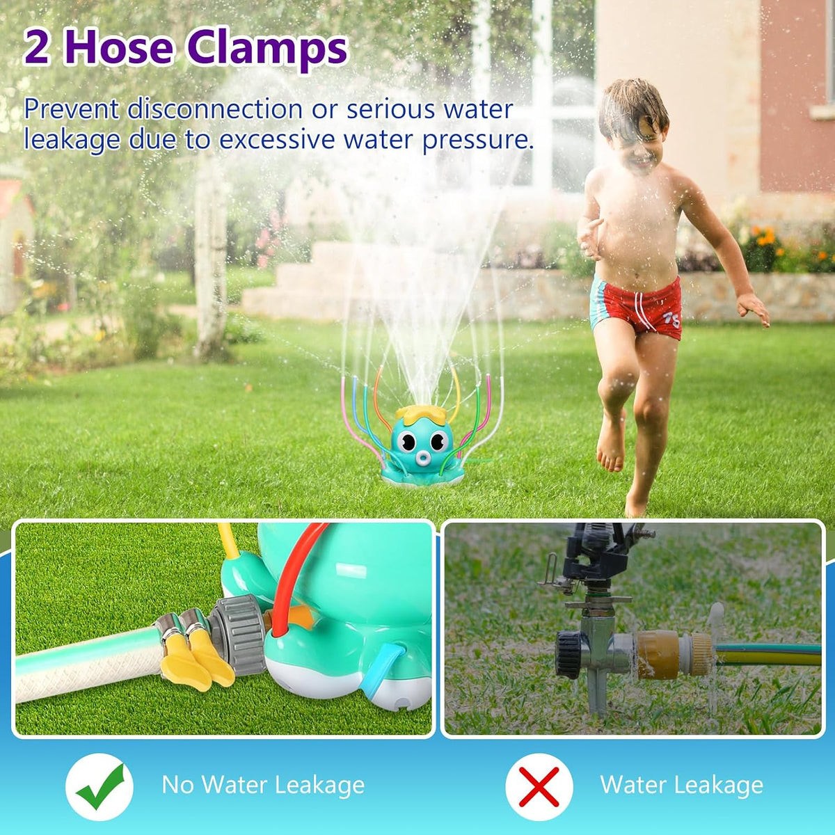 MoKo green dinosaur water sprinkler for kids with 360 degree spray - view 4