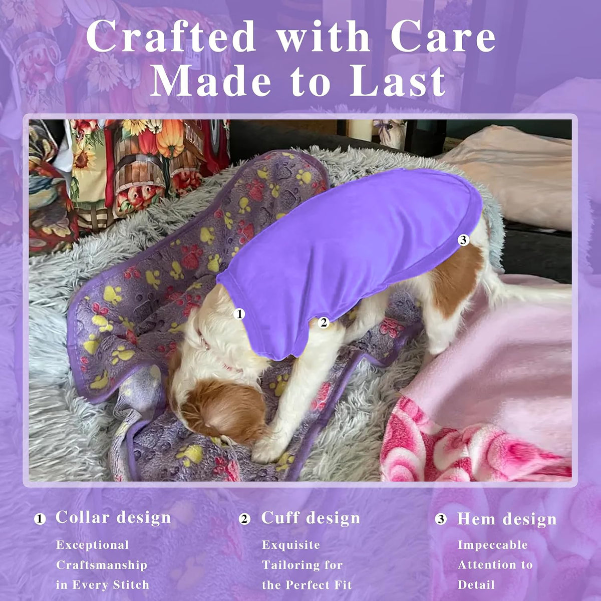 2 Pack Solid Color Dog Shirts, Lightweight, Quick Dry - Green,Purple / M (16'' Chest) - image 3