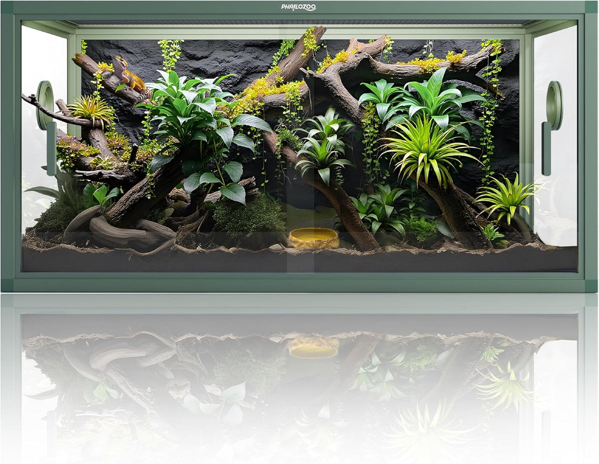 120 Gallon Reptile Tank, Stackable 4x2x2 Reptile Enclosure – Essentials for Reptiles And Amphibians - Earthy Green / 50 Gallon