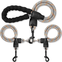 Double Dog Leash, No Tangle, Detachable360° Swivel - Grey / S (8-45 lbs)