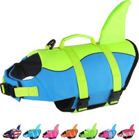 Dogcheer Dog Life Jacket, Cute Shark Dog Life Vest for Swimming Boating with Superior Buoyancy - Blue & Green / Medium