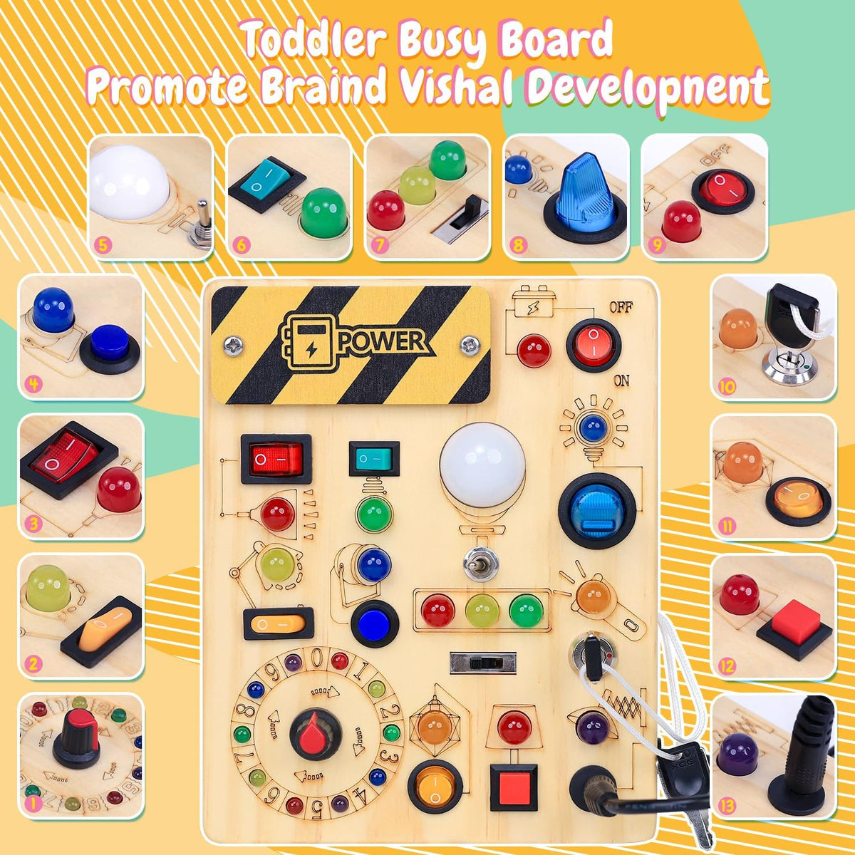 Busy Board with LED Light Switches - Busy Board - image 2