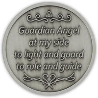 The Token Shop pewter guardian angel coin medallion with aqua crystal lantern - view 5