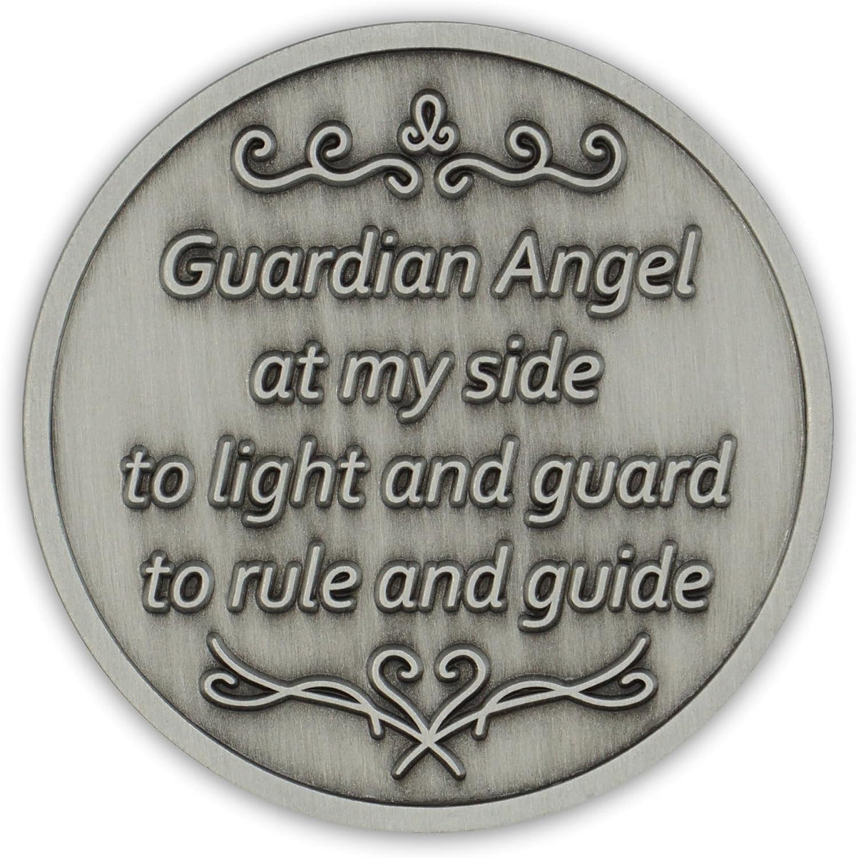 The Token Shop pewter guardian angel coin medallion with aqua crystal lantern - view 5