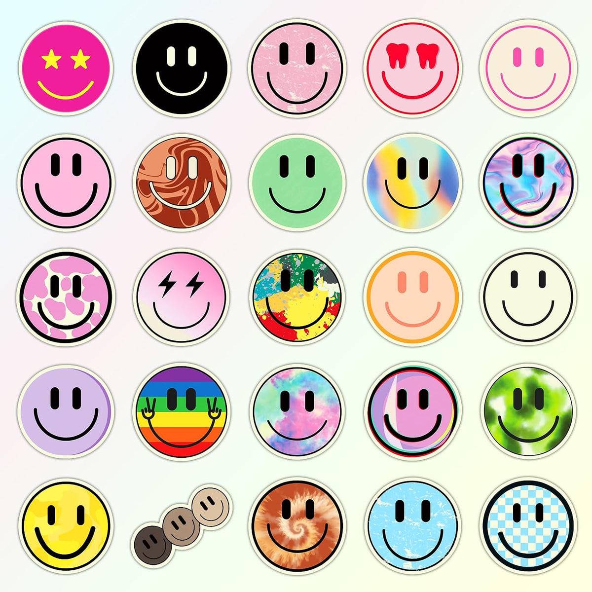 50PCS Smile Face Stickers Cute Water Bottle Stickers for Kids – Fun for Kids & Family - 50pcs Glow Stickers - image 3