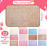 Tatuo 12 Pcs 30x20 in Puppy Dog Blankets Fleece Cat Pet Blankets Soft - 30 x 20 Inch - image 2