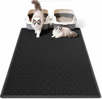 Pieviev Cat Litter Mat, Double-Layer Waterproof Litter Trap - Black / 36x30 Inch