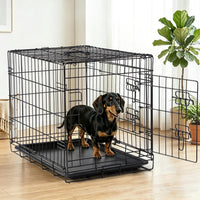 DONORO Dog Crates for Small Size Dogs Indoor Double Door Dog Kennels - Tan / 24.0"L x 18.0"W x 20.0"H - image 3