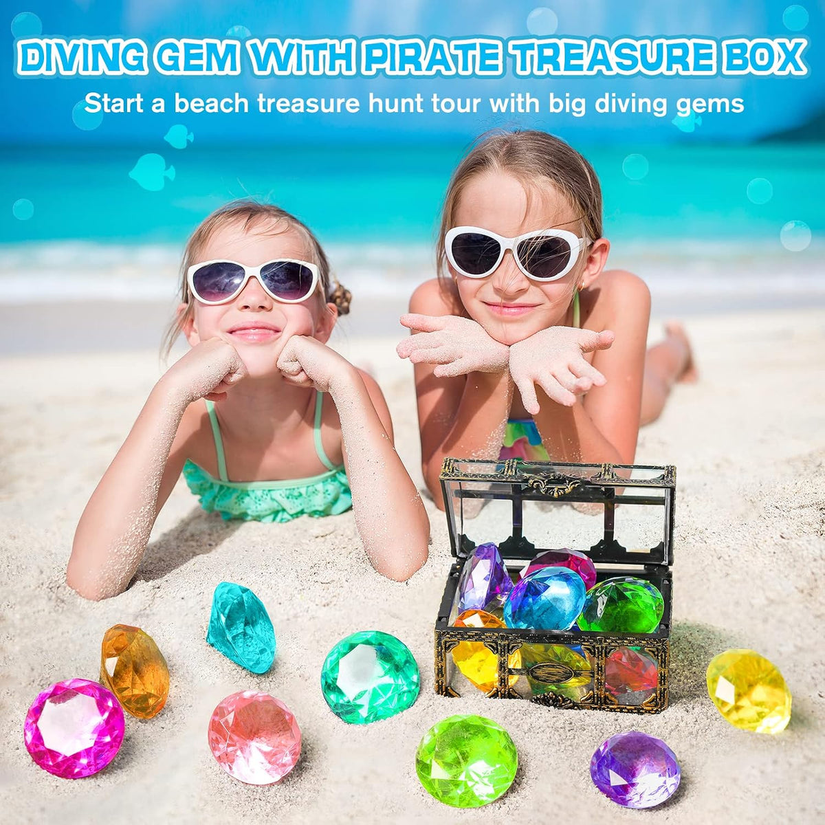 DISHIO Diving Gem Pool Toy 10PCS Big Colorful Diamond Diving Toy - 10pcs Multi-colored - image 4