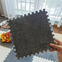 Typutomi 12 piece plush puzzle foam floor mat in rose red and pink interlocking tiles - view 8