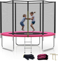 SKOK Trampoline for Kids,400LBS Outdoor Trampoline with Net-ASTM Approved Trampoline for Children - Hot Pink / 8FT